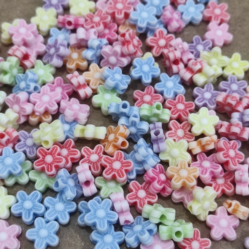 35 - 200pcs manik mote warna warni / manik corak aplikasi gelang kalung