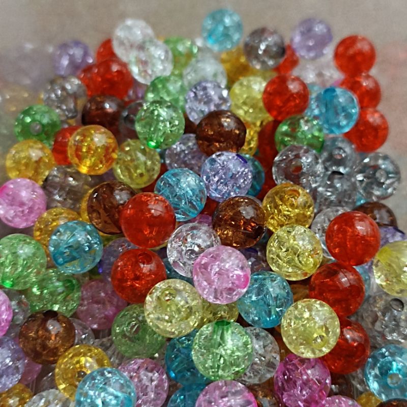85 - 200pcs mote motif kaca retak mix warna