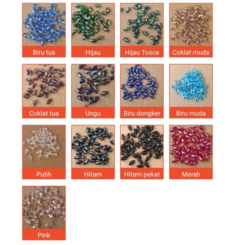 10pcs kristal tetes lancip lubang satu ukuran 6x12mm