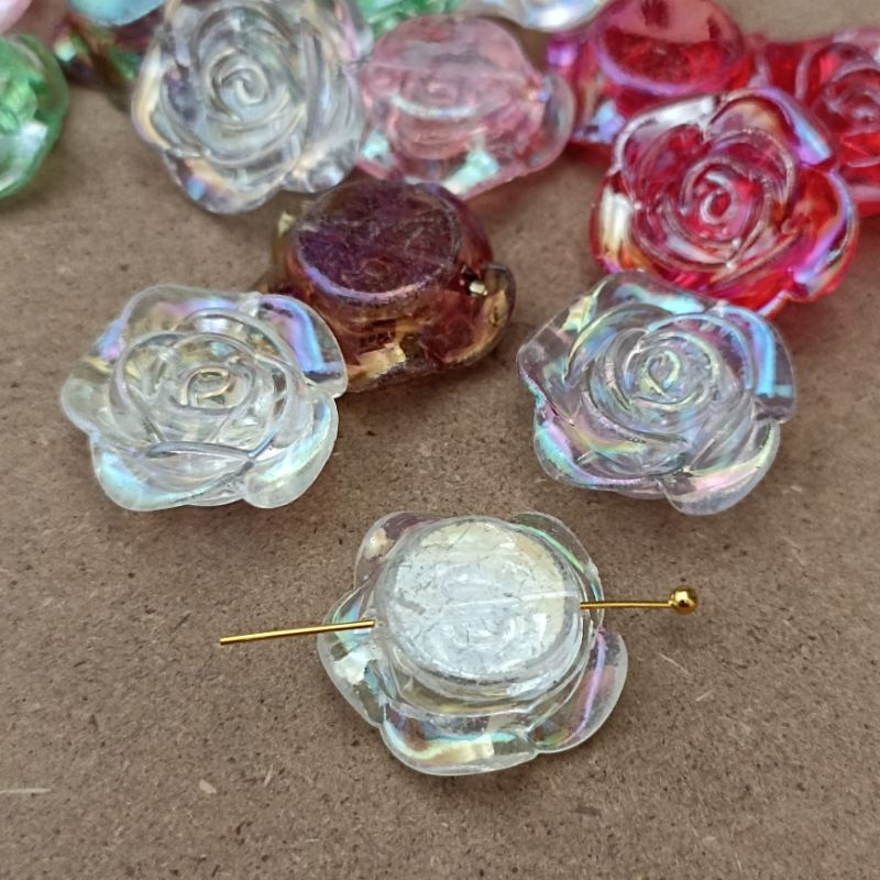 20pcs manik bunga mawar blink blink 2cm mix warna